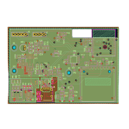 Top and bottom layout view of ESP32 IoT PCB